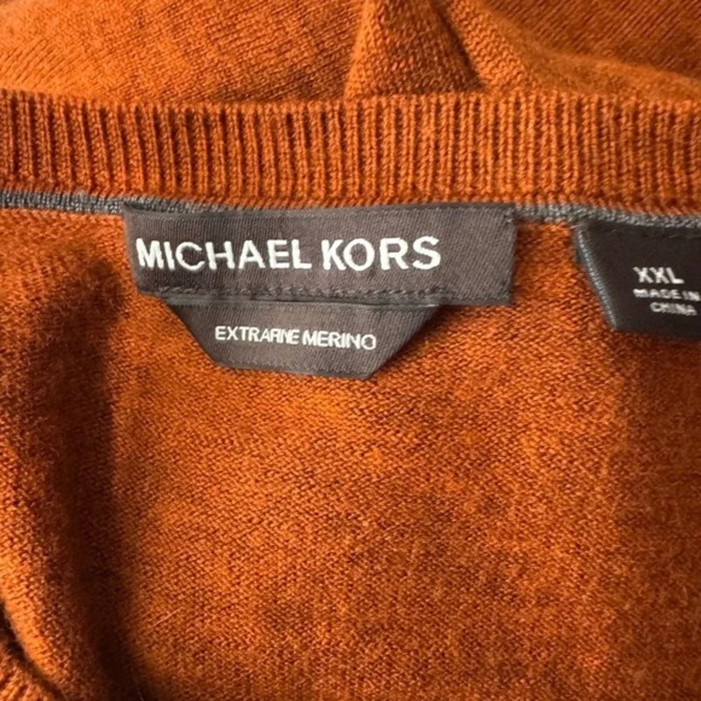Michael Kors Men's Extra Fine Merino Wool Crew Neck Sweater Burnt‎ Orange XXL